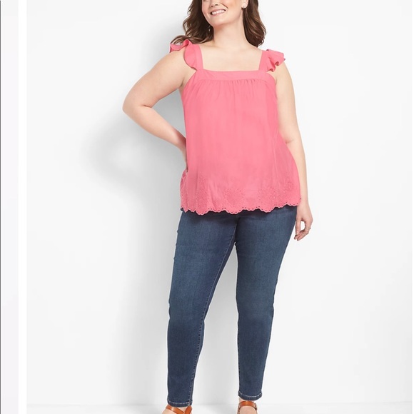 NWT Lane Bryant Classic Square Neck Cotton Embroidered Tank Size 16W - Picture 3 of 3